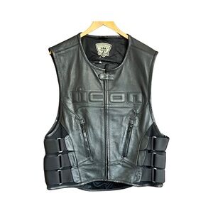 Authentic ICON REGULATOR LEATHER MOTO VEST- BLACK SIZE S/M